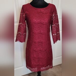 RN Studio Lace Dark Red Dress Size 4P